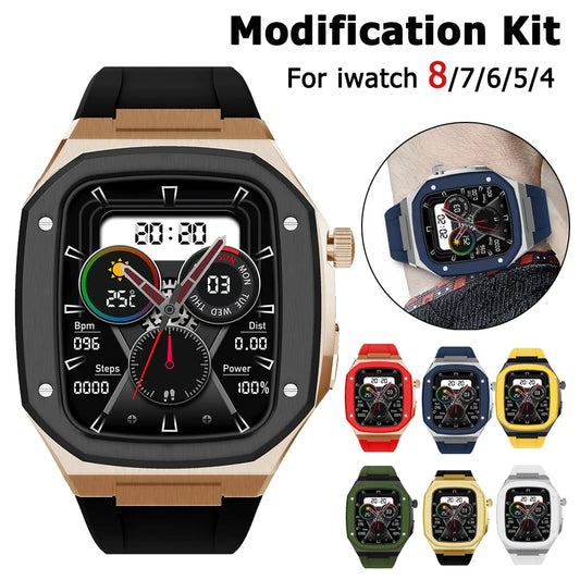 Luxury Metal Case and Silicone Strap Modification Kit for Apple Watch