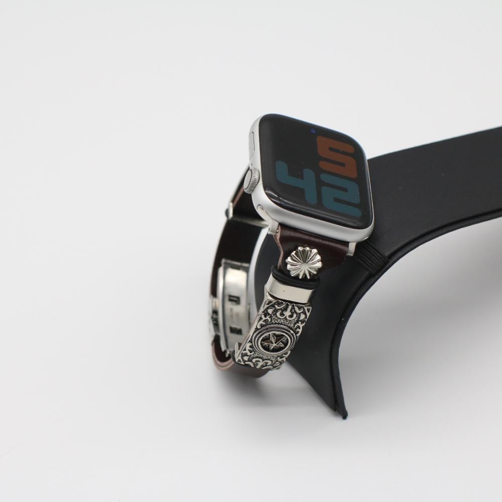 Embossed Retro Style Leather Watch Band Strap for Apple Watch