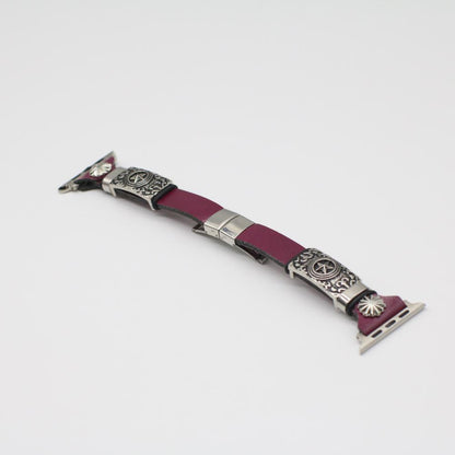 Embossed Retro Style Leather Watch Band Strap for Apple Watch
