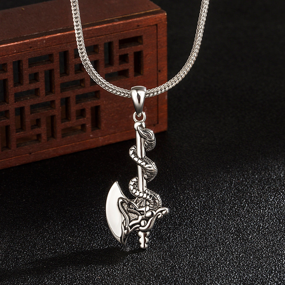 Vintage Fashion Dragon Axe Necklace