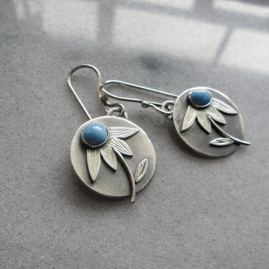 Vintage Disc Turquoise Earrings Calendula