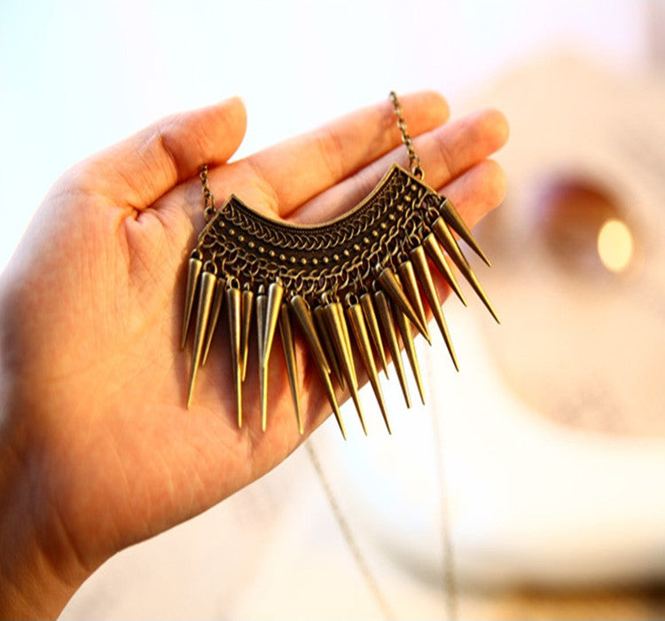 Vintage Button Tassel fashion Necklace
