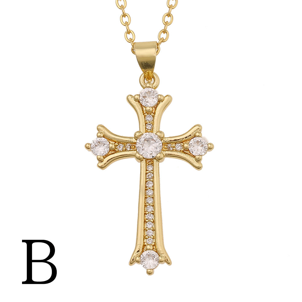 Crucifix Cross Pendant Vintage Fashion Necklace