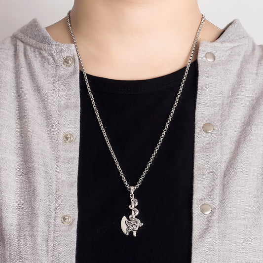 Vintage Fashion Dragon Axe Necklace