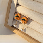 Small Pumpkin Pearl and Gold Boutique Ear Clips