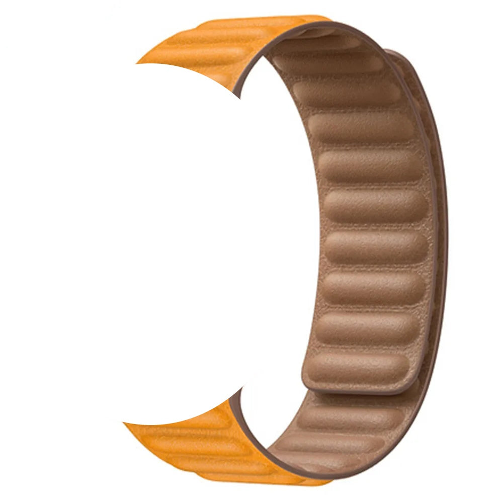 Leather Link Band with Magnetic Loop Strap For Apple Watch