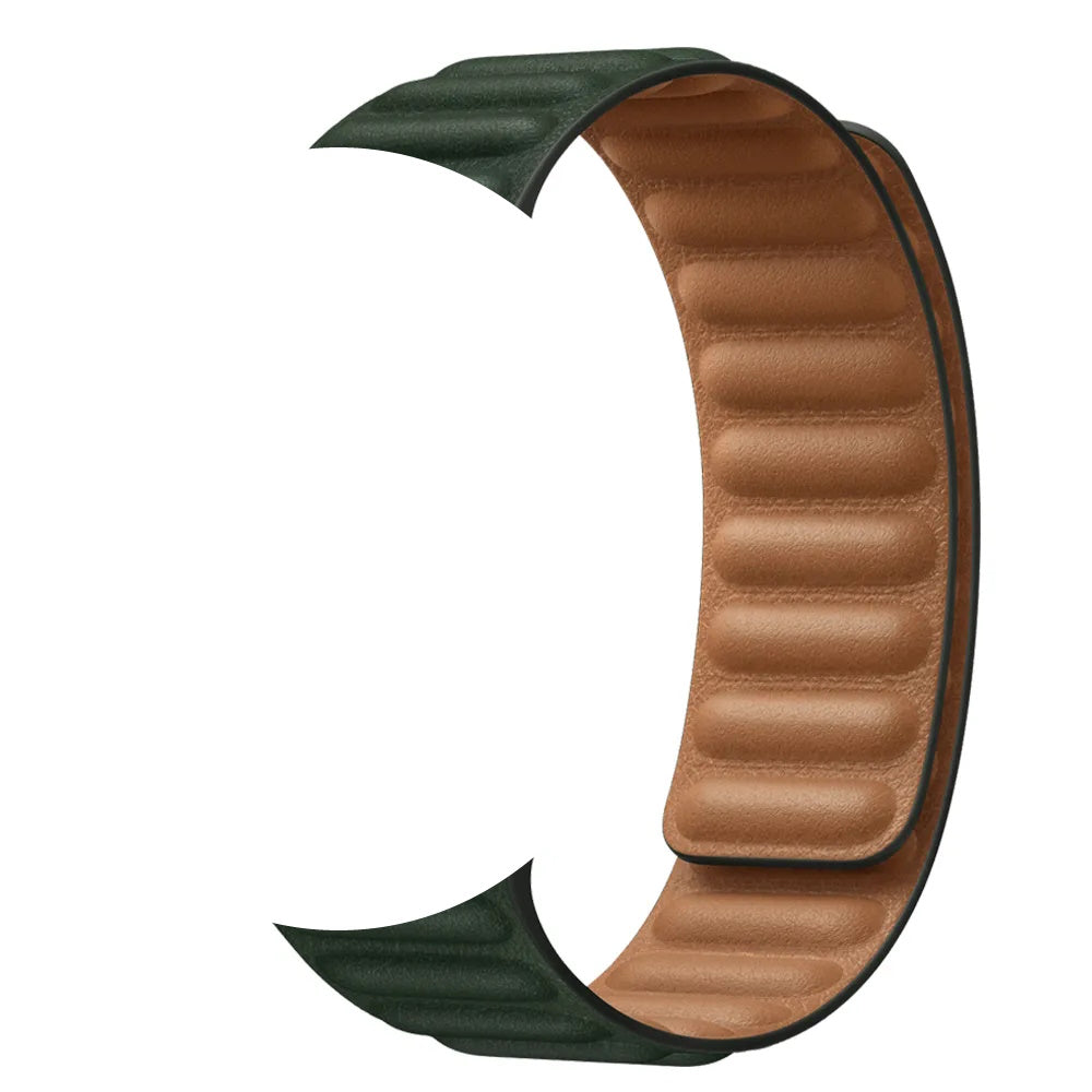Leather Link Band with Magnetic Loop Strap For Apple Watch