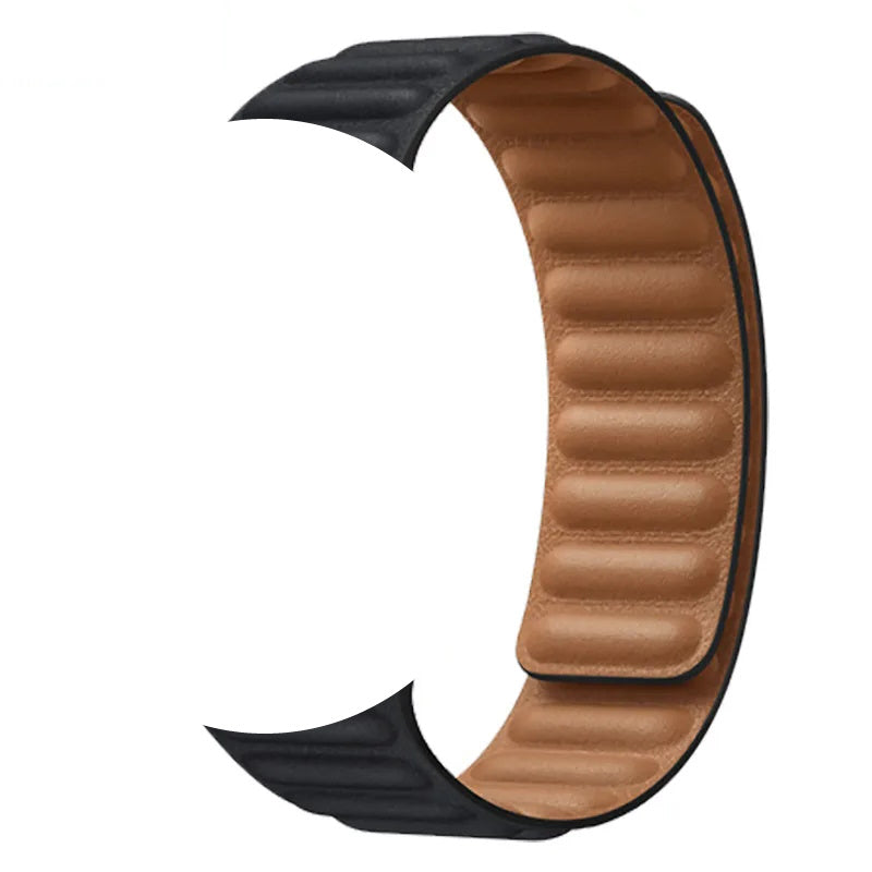 Leather Link Band with Magnetic Loop Strap For Apple Watch