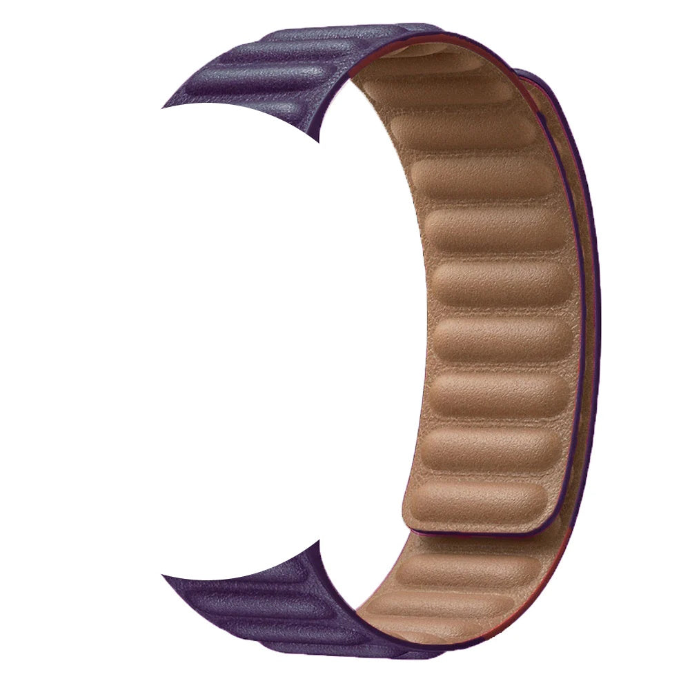Leather Link Band with Magnetic Loop Strap For Apple Watch