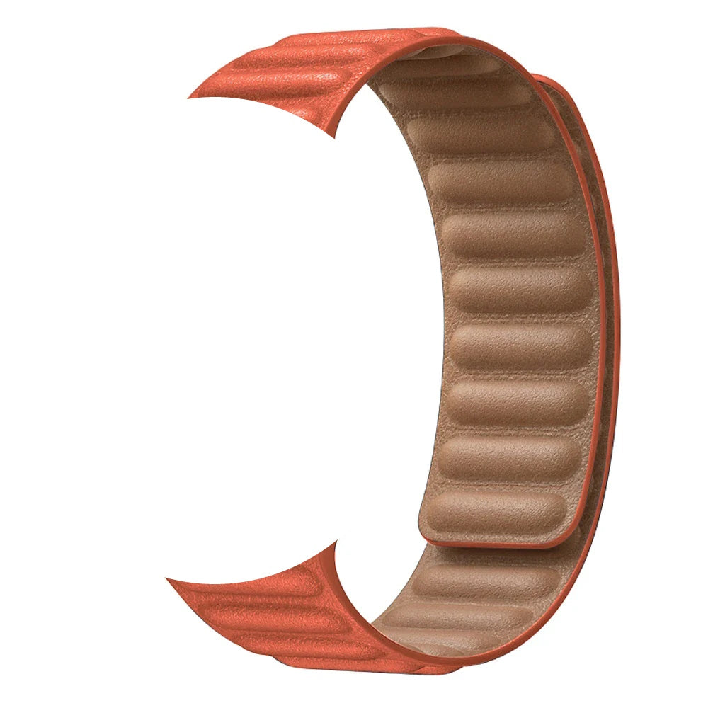Leather Link Band with Magnetic Loop Strap For Apple Watch