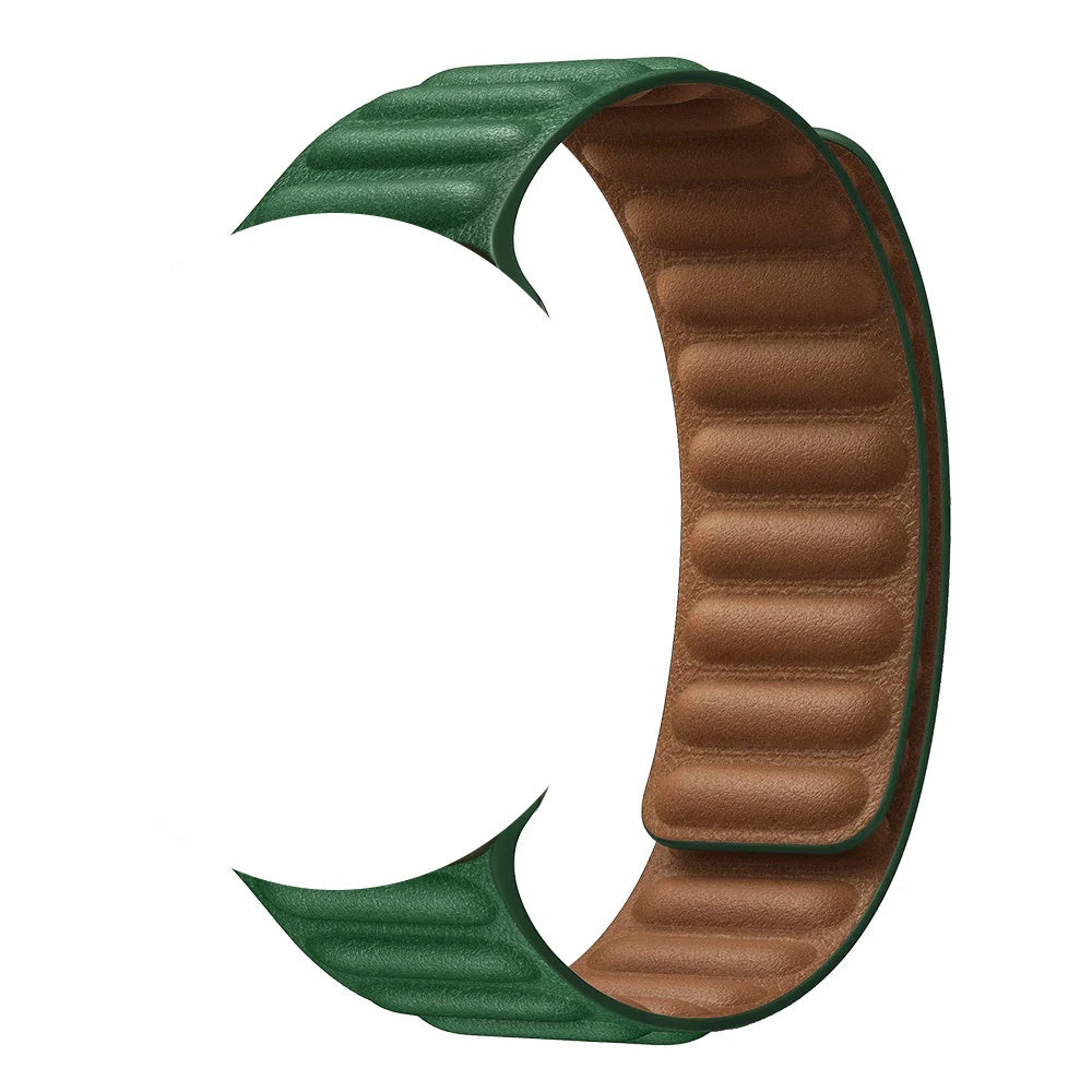 Leather Link Band with Magnetic Loop Strap For Apple Watch