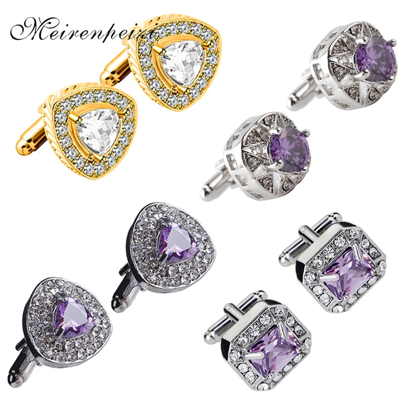 Luxury Zircon Crystal Cufflinks for Shirt