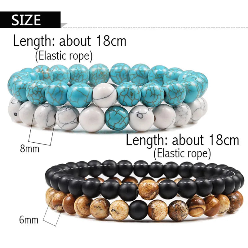 Natural Lava Stone Beaded Bracelet Set