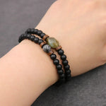 Trendy Vintage Lava Stone Labradorite Moonstone Beads Bracelet