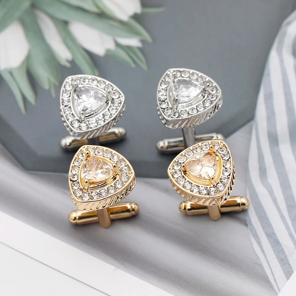 Luxury Zircon Crystal Cufflinks for Shirt