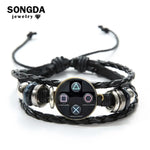 Old Video Game Controller Men Leather Bracelet