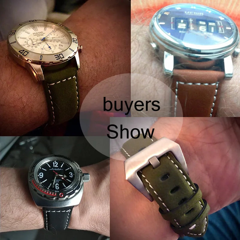 Vintage Matte Genuine Leather Watch Strap