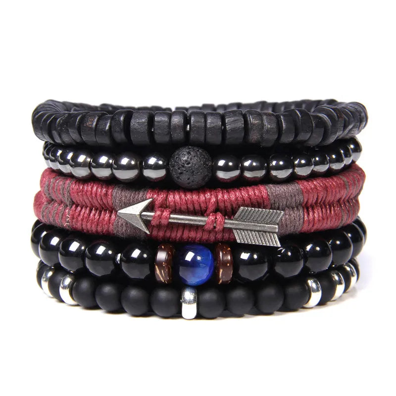 Vintage Multilayer Natural Stone Lava Beaded Bracelet