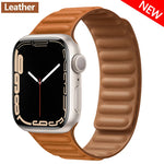 Leather Link Band with Magnetic Loop Strap For Apple Watch