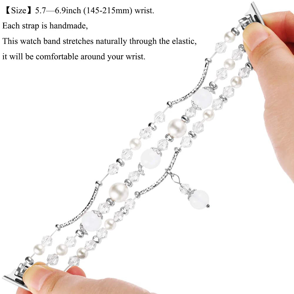 Beaded Pearl Link bracelet band strap For Apple watch