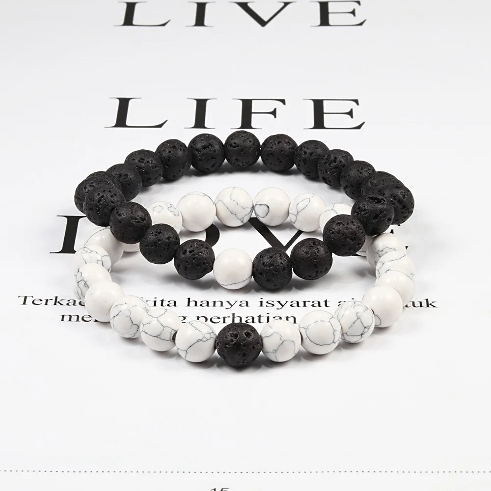 Natural Lava Stone Beaded Bracelet Set