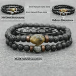 Trendy Vintage Lava Stone Labradorite Moonstone Beads Bracelet