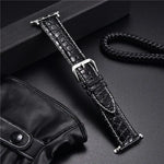 Elegant Crocodile Pattern Leather Watchband for Apple Watch