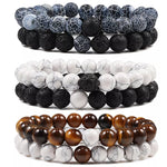 Natural Lava Stone Beaded Bracelet Set