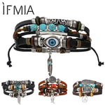 Vintage Tribal Multilayer Leather Charm Bracelet