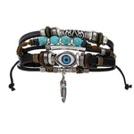Vintage Tribal Multilayer Leather Charm Bracelet