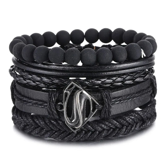 Vintage Beaded Multi-Layer Leather Bracelet