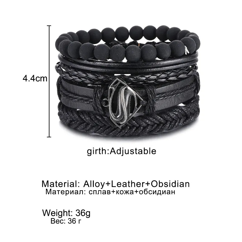 Vintage Beaded Multi-Layer Leather Bracelet