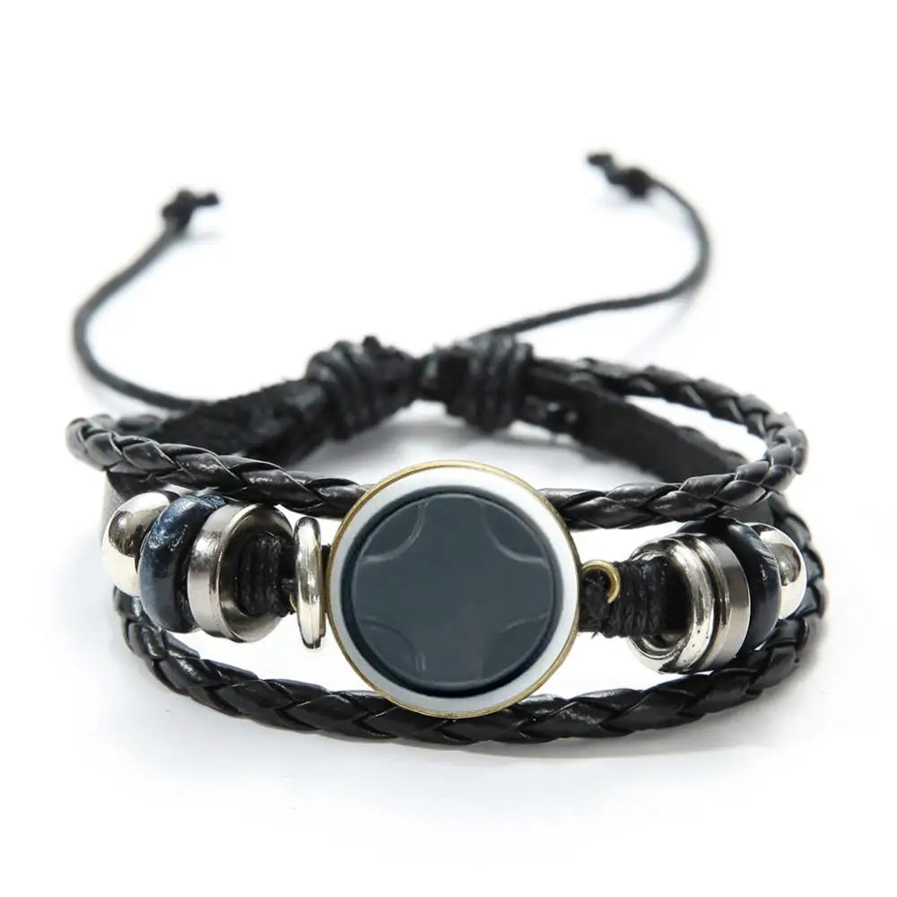 Old Video Game Controller Men Leather Bracelet