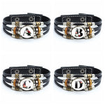 A-Z Letter Pattern 26 Initial Letters Alphabet Braided Multilayer Leather Bracelet