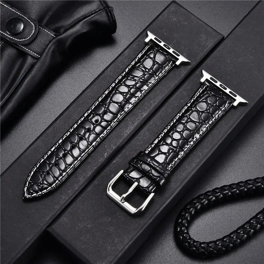 Elegant Crocodile Pattern Leather Watchband for Apple Watch
