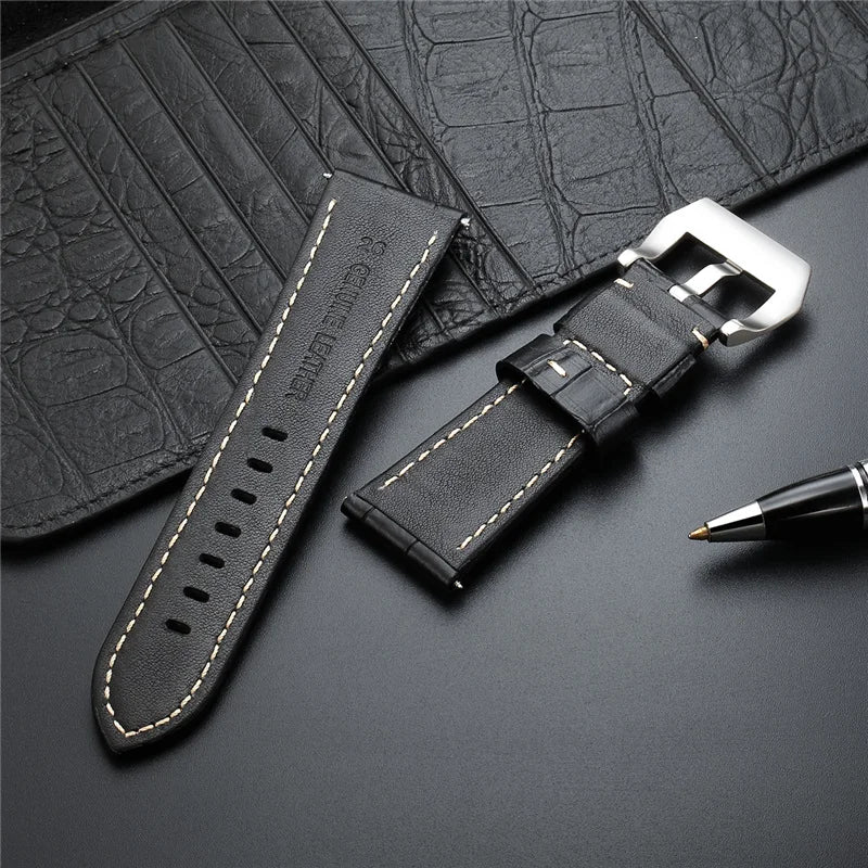 Premium Leather Watch Straps with Stainless Steel Buckle