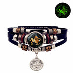 Luminous 12 Constellation Vintage Leather Bracelet with Charm