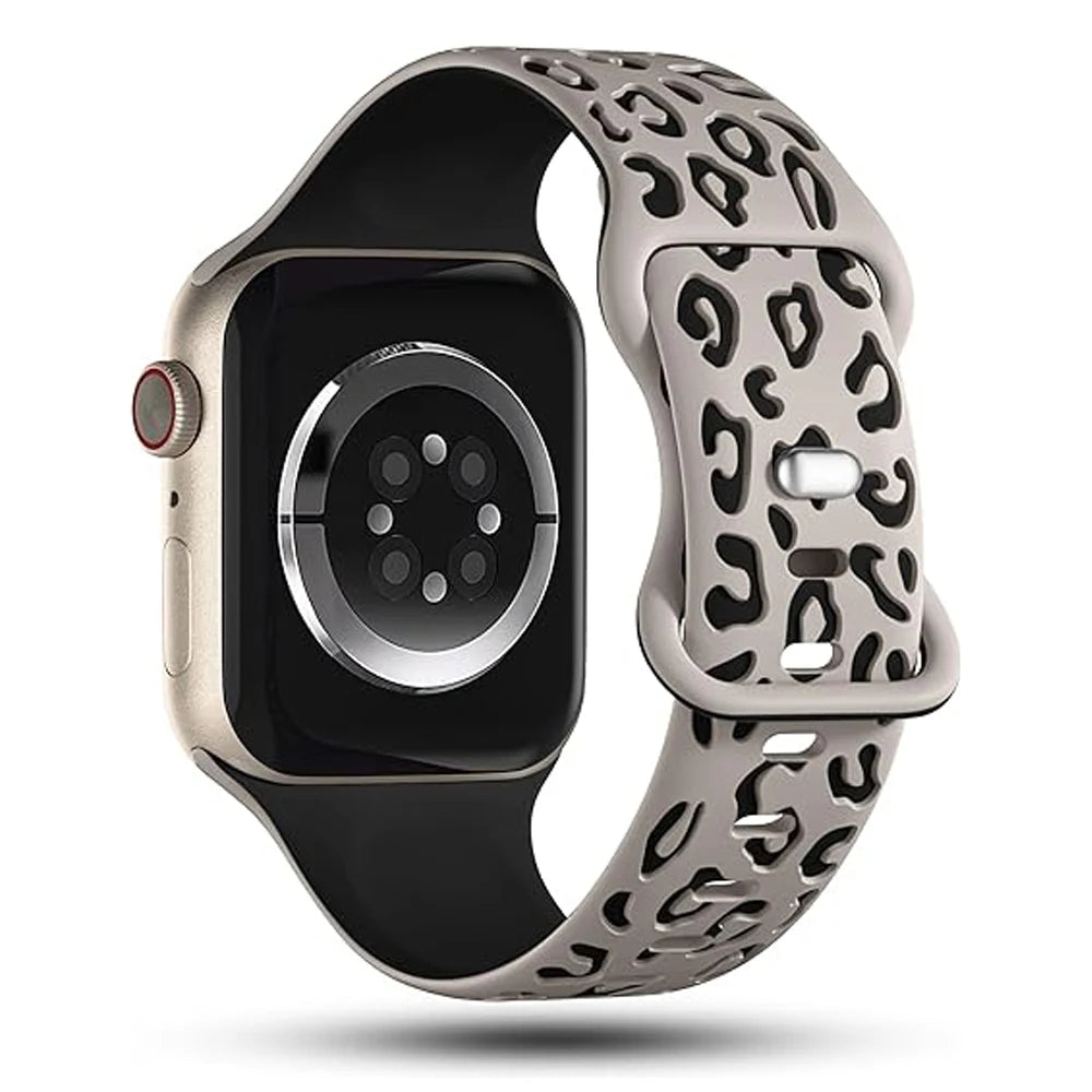 Engraved Silicone Strap for Apple Watch – Leopard Patterns