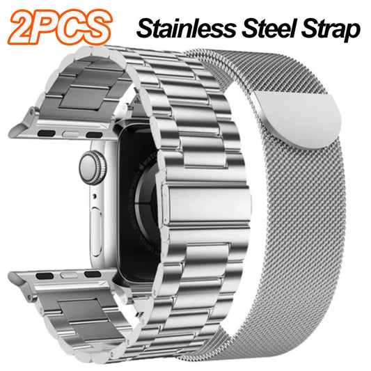 Twin-Pack Stainless Steel Straps for Apple Watch