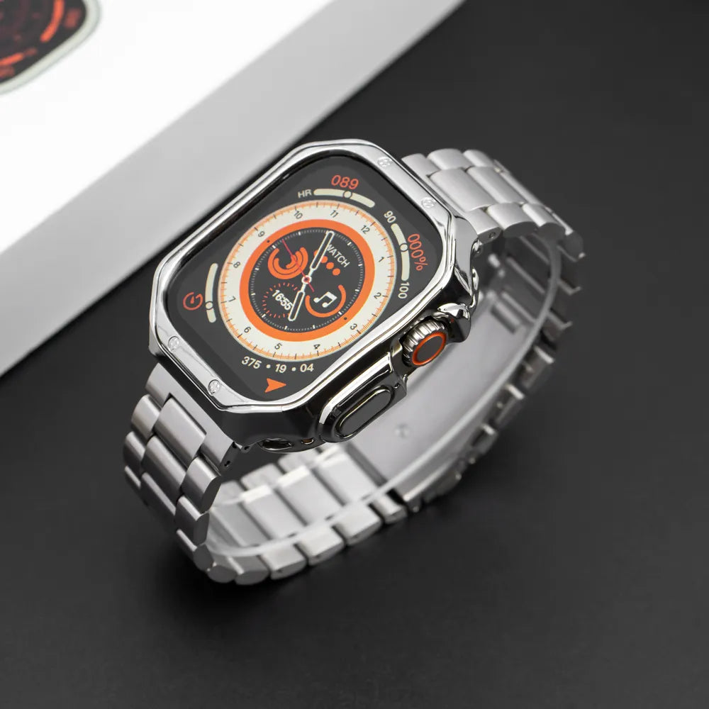 Elegant Stainless Steel Band with TPU Case for Apple Watch