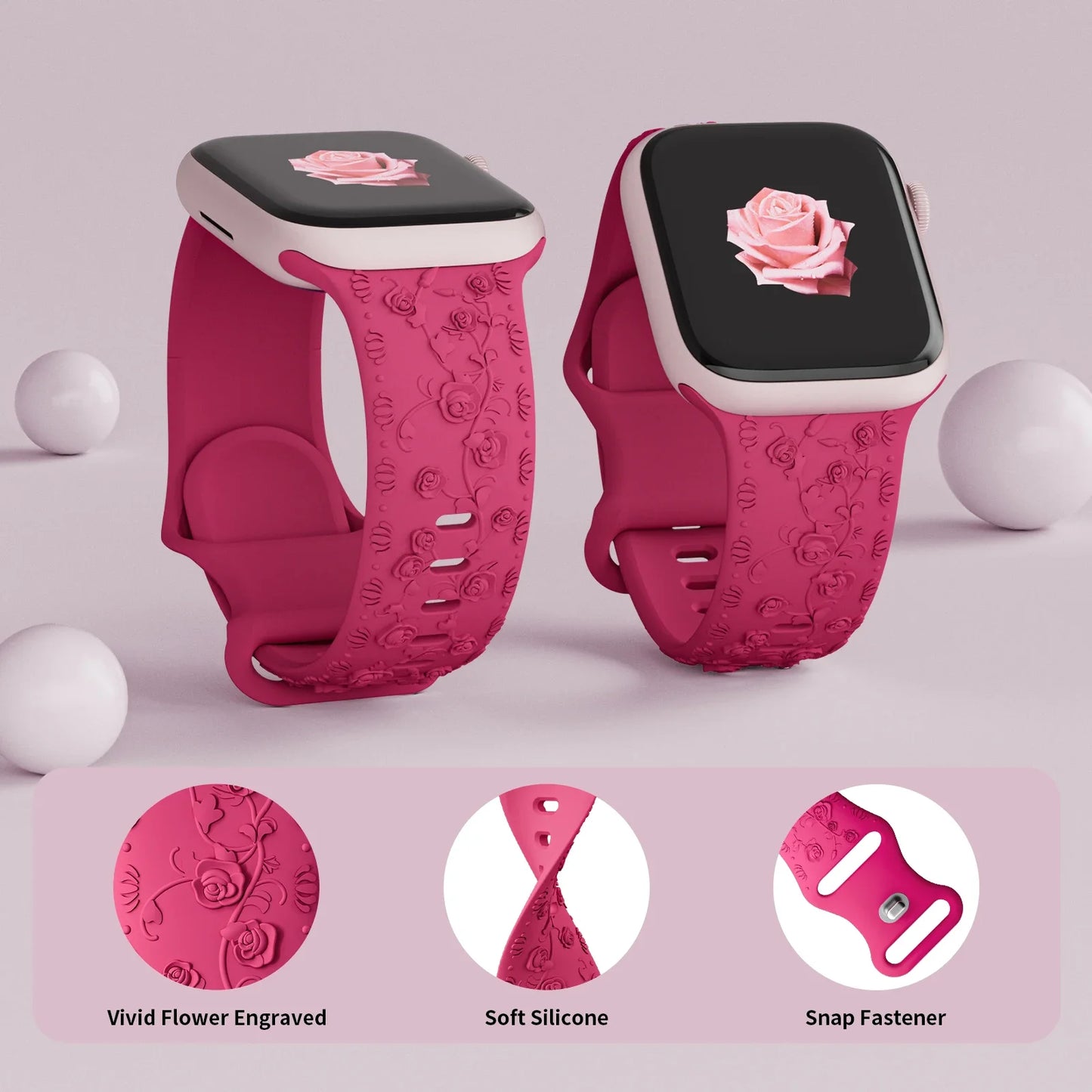Floral Embossed Silicone Strap for Apple Watch