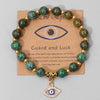 Turkish Evil Eye Pendant Beads Bracelet Natural Stone With Card