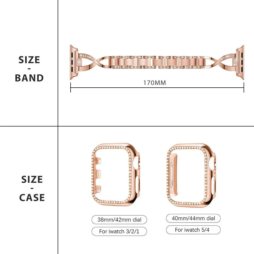 Stoned Stainless Steel Strap + Protective Case for Apple Watch Band