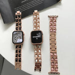 Luxury Metal Leather Strap For Apple Watch