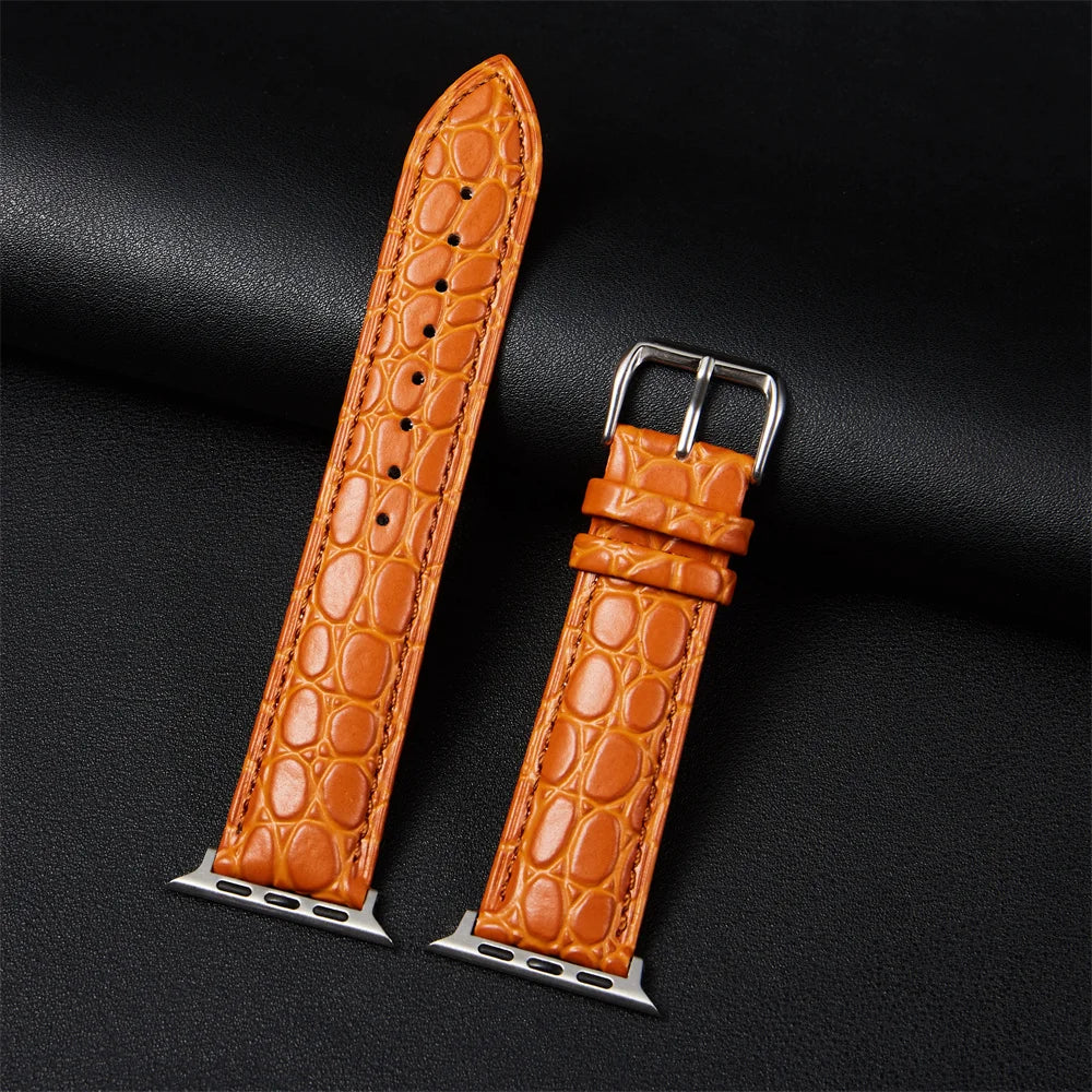 Crocodile Pattern Design Leather Watchband Strap for Apple Watch