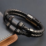 Men's Luxury Stainless Steel and Woven Leather Bracelet