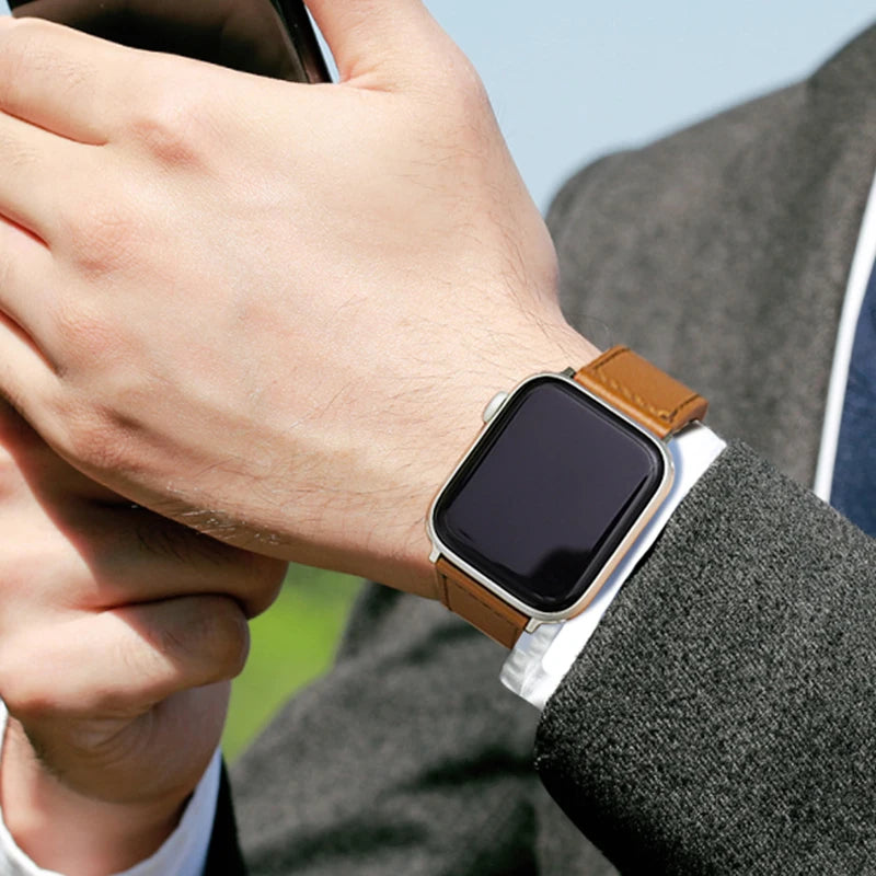 Business Real Leather Strap For Apple Watch Band