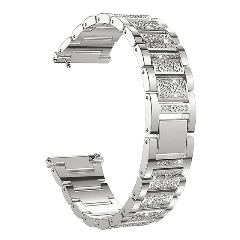 22mm 20mm Stainless Steel Bracelet Strap with Stone for Huawei / Samsung Galaxy Smart Watch