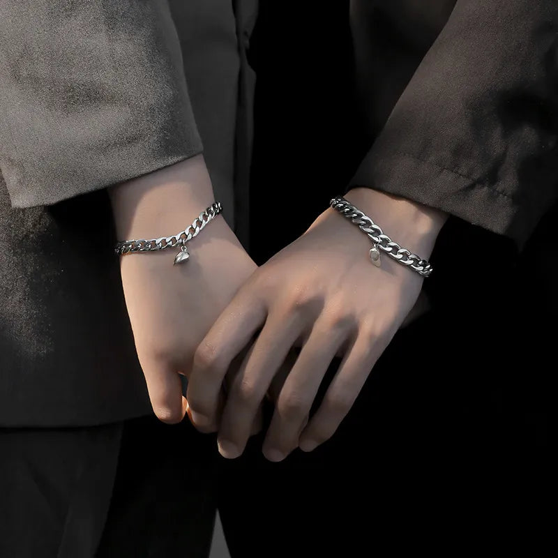 Heart Attraction Magnetic Couple Bracelets Set