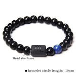 Zodiac Signs Beaded Bracelet with Natural Black Onyx Stones